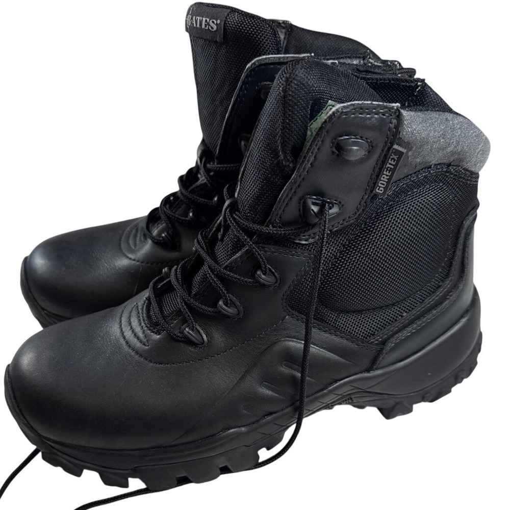 Bates Gore-Tex Waterproof Tactical Boots Black Leather Nylon Mid Cut Mens‎